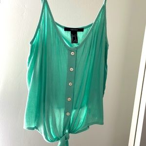 Mint green tank top with tie in front